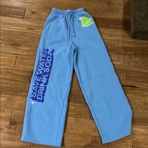 Blue Sweatpants with Graphic Print
